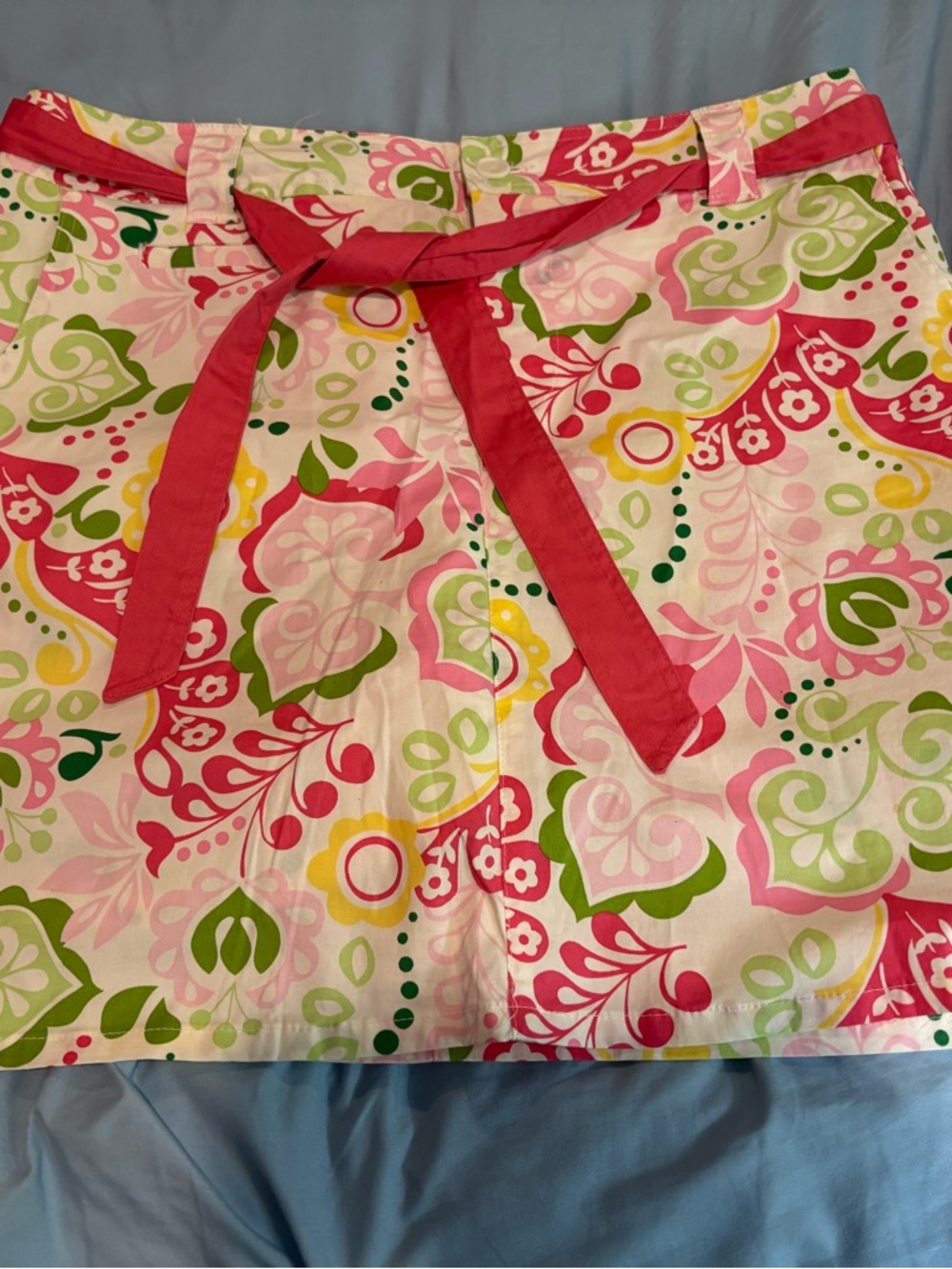 White Stag Pink Floral Tie-Waist Mini Skort with Pink Belt